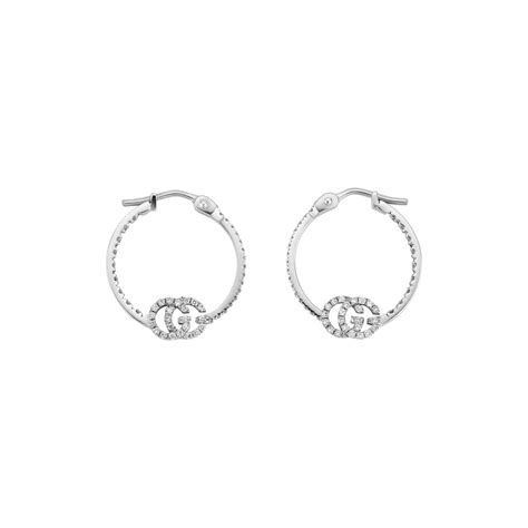 gucci running g 18ct white gold diamond drop earrings|GG Running stud earrings in white gold .